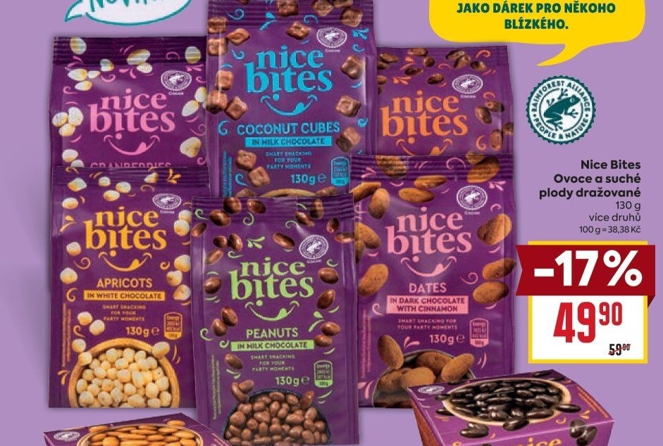 Ovoce a sušené plody dražované Nice Bites
