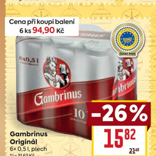 Pivo světlé výčepní Originál 10° Gambrinus