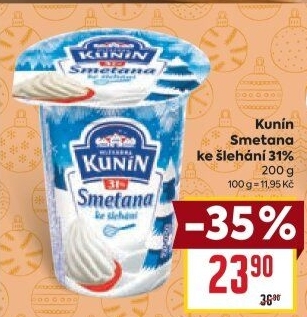 Smetana ke šlehání Mlékárna Kunín 31%