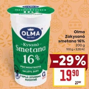 Smetana zakysaná Olma 16%