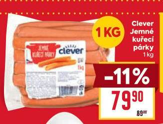 Párky kuřecí jemné Clever