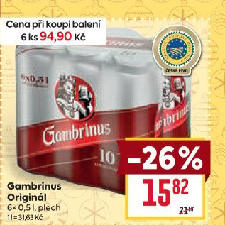 Pivo světlé výčepní Originál 10° Gambrinus