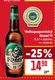 Pivo světlý ležák 11° Medium Velkopopovický Kozel