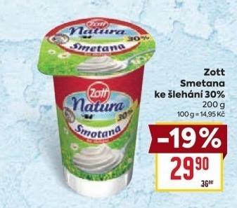 Smetana ke šlehání 30% Primo Zott
