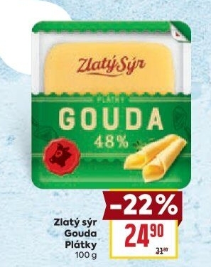 Sýr Gouda 48% Zlatý sýr Milkpol