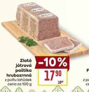 Zlatá játrová paštika Maso uzeniny Písek