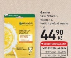 Textilní pleťová maska Garnier