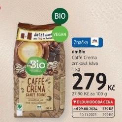 Zrnková káva Caffé Crema dm Bio