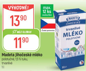 Mléko trvanlivé Jihočeské Madeta - 1,5% polotučné