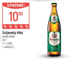 Pivo světlý ležák 11° Svijanský Máz Svijany