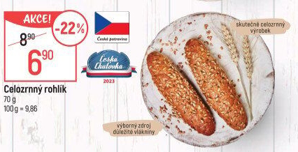 Celozrnný rohlík