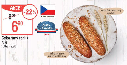 Celozrnný rohlík