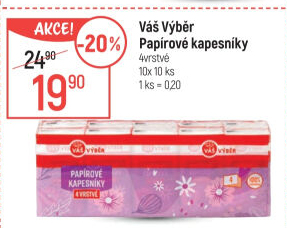 Papírové kapesníčky 4vrstvé Váš Výběr