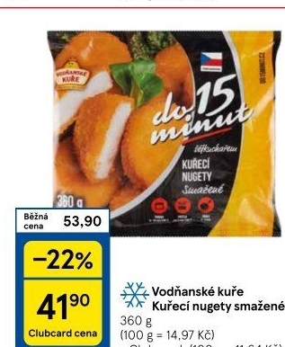 Nugetky kuřecí smažené mražené Vodňanské kuře