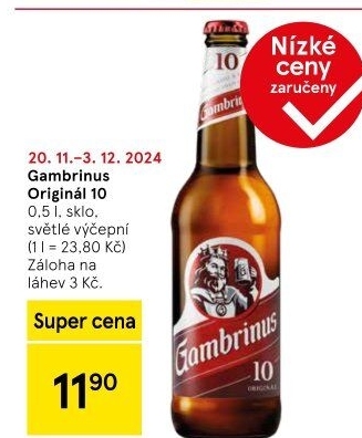 Pivo světlé výčepní Originál 10° Gambrinus