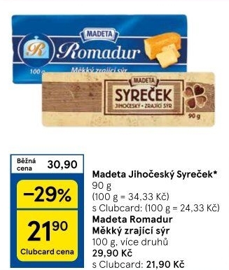Sýr Syreček Jihočeský Madeta
