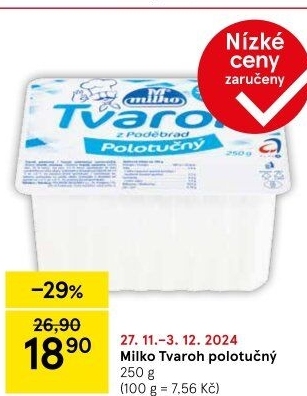 Tvaroh polotučný z Poděbrad Milko