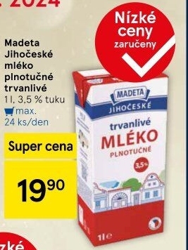Mléko trvanlivé Jihočeské Madeta - 3,5% plnotučné