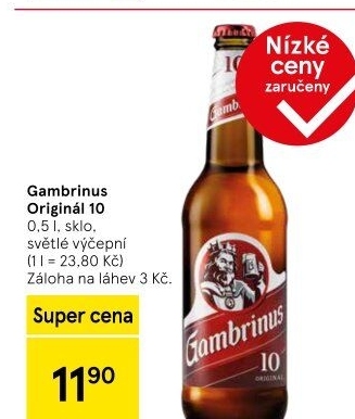 Pivo světlé výčepní Originál 10° Gambrinus