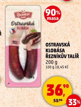 Ostravská klobása Řezníkův talíř