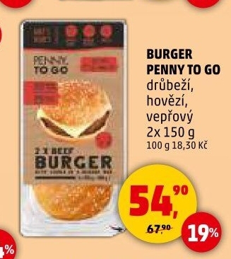 Vepřový burger Penny To Go