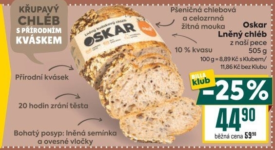 Chléb lněný Oskar Minit