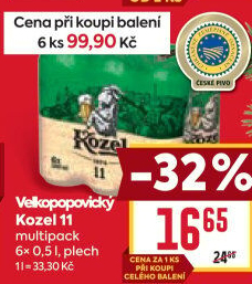 Pivo světlý ležák 11° Medium Velkopopovický Kozel