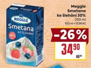 Smetana ke šlehání trvanlivá Meggle 30%