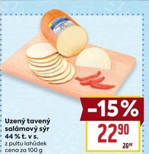 Sýr uzený salámový 44% Jihočeský Madeta