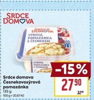 Sýrová pomazánka s česnekem Srdce Domova