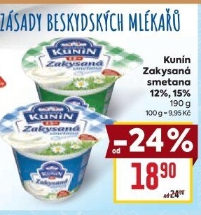 Zakysaná smetana Mlékárna Kunín 12%