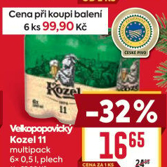 Pivo světlý ležák 11° Medium Velkopopovický Kozel