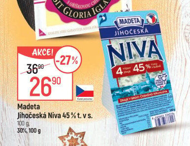 Sýr Niva Jihočeská 45% Madeta