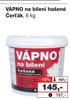 Hašené vápno Čerťák Barvy a laky Hostivař