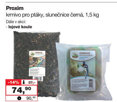 Krmivo pro ptáky slunečnice černá Proxim
