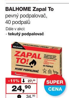 Pevný podpalovač Zapal to! Balhome
