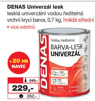 Vodou ředitelná vrchní barva Denas Uni Lesk