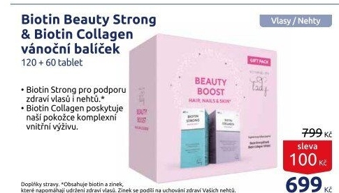 Doplněk stravy Biotin Collagen a Biotin Strong Vitabalans - dárkové balení