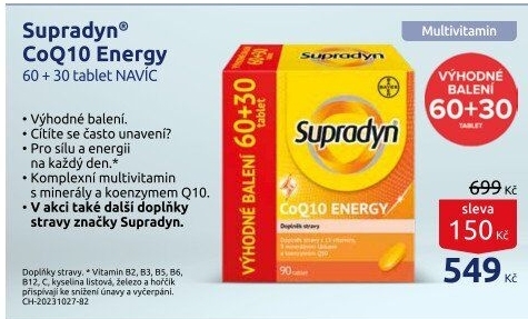 Doplněk stravy tablety CoQ10 Energy Supradyn