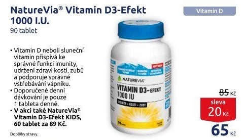 Doplněk stravy Vitamin D3 Efekt Swiss NatureVia