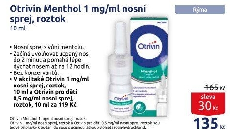 Nosní sprej 1 mg/ml Otrivin