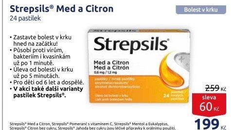 Pastilky proti bolesti v krku Strepsils