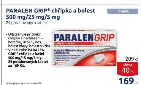 Tablety chřipka a bolest Grip Paralen