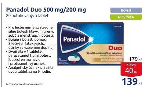 Tablety proti bolesti Panadol Duo