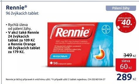 Žvýkací tablety proti pálení žáhy Rennie