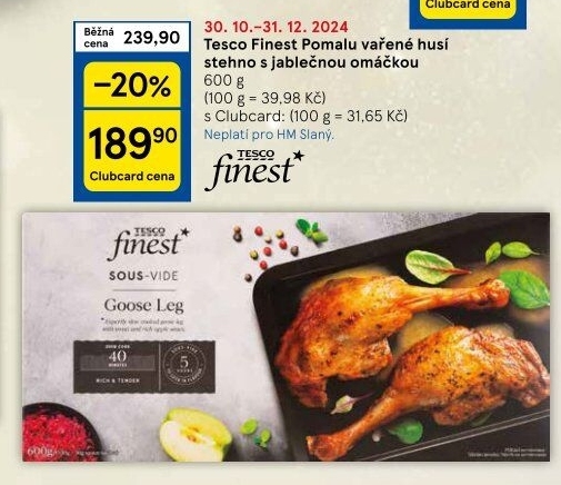 Husí stehno Sous vide Tesco Finest