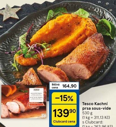 Kachní prsa sous-vide Tesco