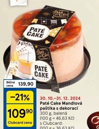 Mandlová paštika Paté Caké Pâté du Chef