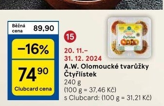 Sýr tvarůžky olomoucké čtyřlístek A.W.