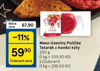 Tatarský biftek z hovězí kýty Maso uzeniny Polička